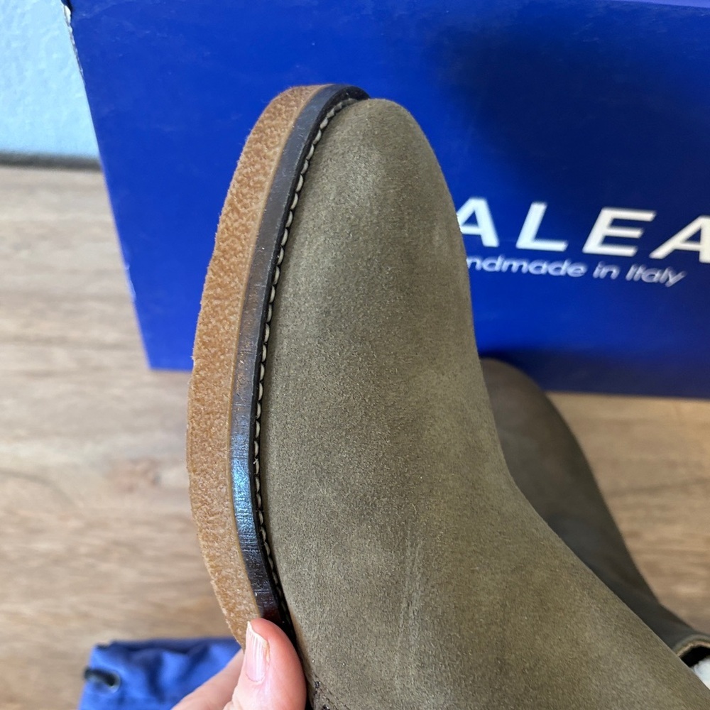 Italeau Women's Olive Suede Ankle Boots- Weatherproof & Handmade in Italy - Picture 6 of 14